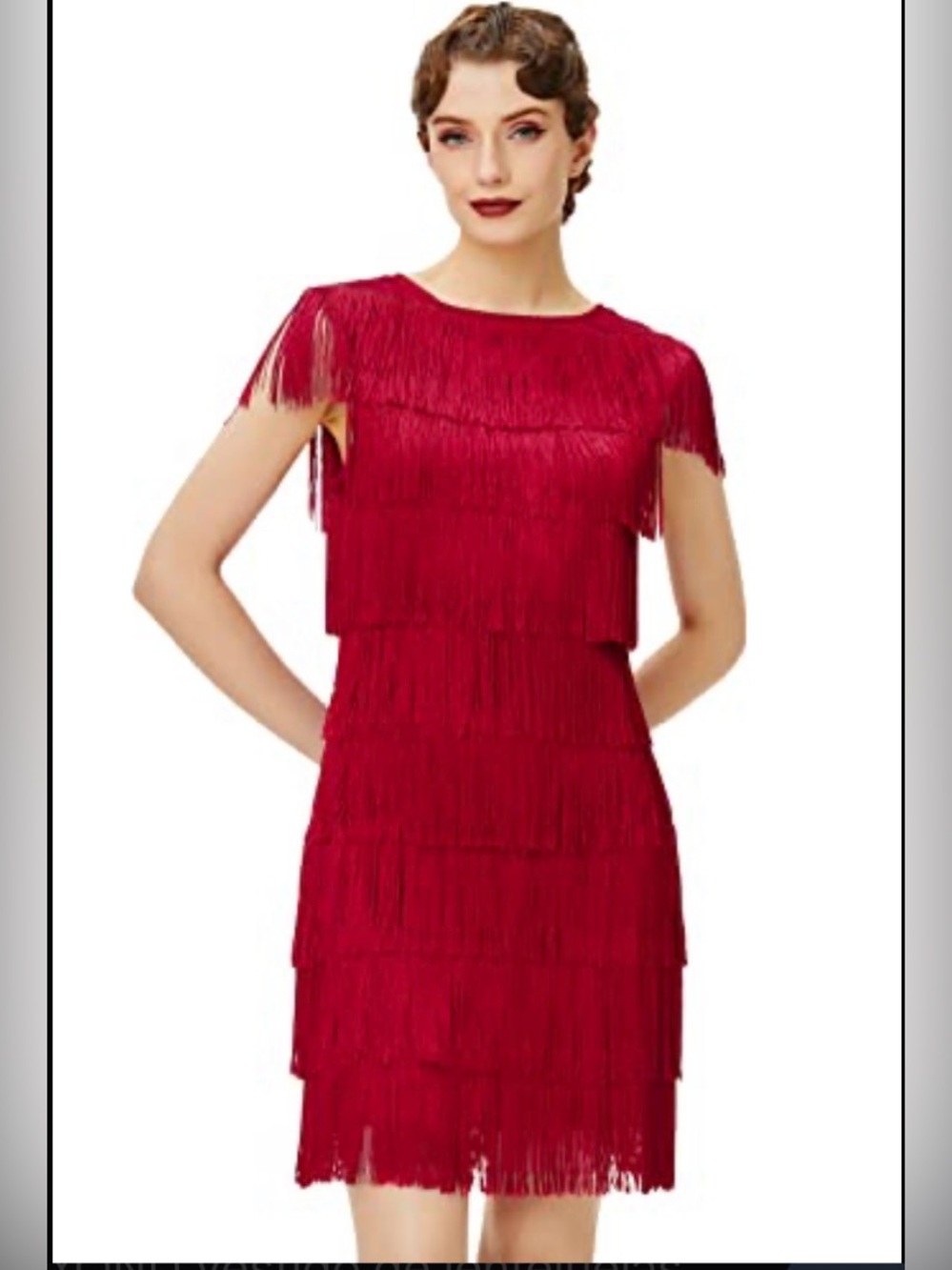 ✨ BABEYOND Ruby Red Gatsby Flapper Dress | Size Large | Fringe Glam ✨